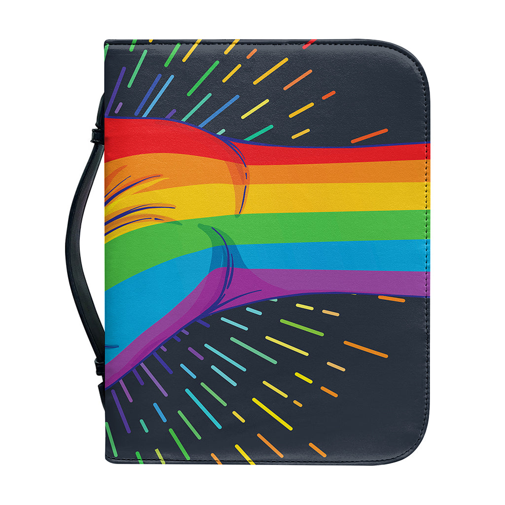 LGBT Pride Rainbow Hand Print Leather Bible Cover