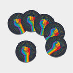 LGBT Pride Rainbow Hand Print Leather Coaster Set