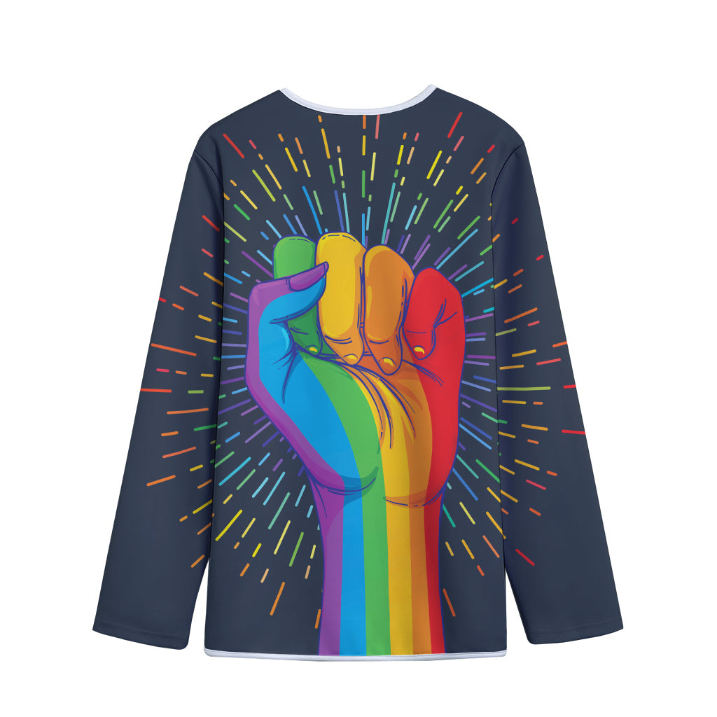 LGBT Pride Rainbow Hand Print Long Sleeve Short Coat