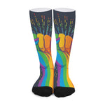 LGBT Pride Rainbow Hand Print Long Socks