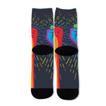 LGBT Pride Rainbow Hand Print Long Socks
