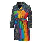 LGBT Pride Rainbow Hand Print Men's Bathrobe