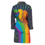 LGBT Pride Rainbow Hand Print Men's Bathrobe