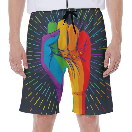 LGBT Pride Rainbow Hand Print Men's Beach Shorts
