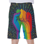 LGBT Pride Rainbow Hand Print Men's Beach Shorts