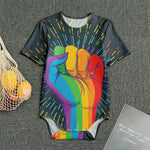 LGBT Pride Rainbow Hand Print Men's Bodysuit