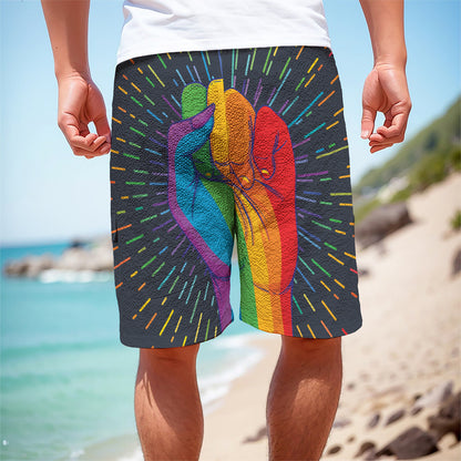 LGBT Pride Rainbow Hand Print Men's Cargo Shorts