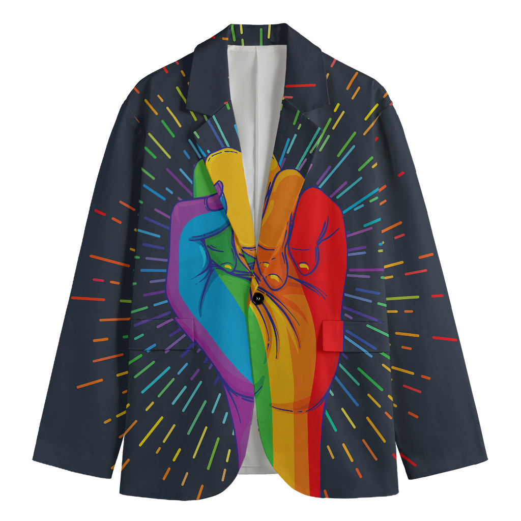 LGBT Pride Rainbow Hand Print Men's Cotton Blazer