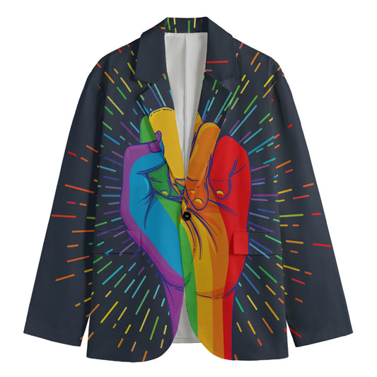 LGBT Pride Rainbow Hand Print Men's Cotton Blazer