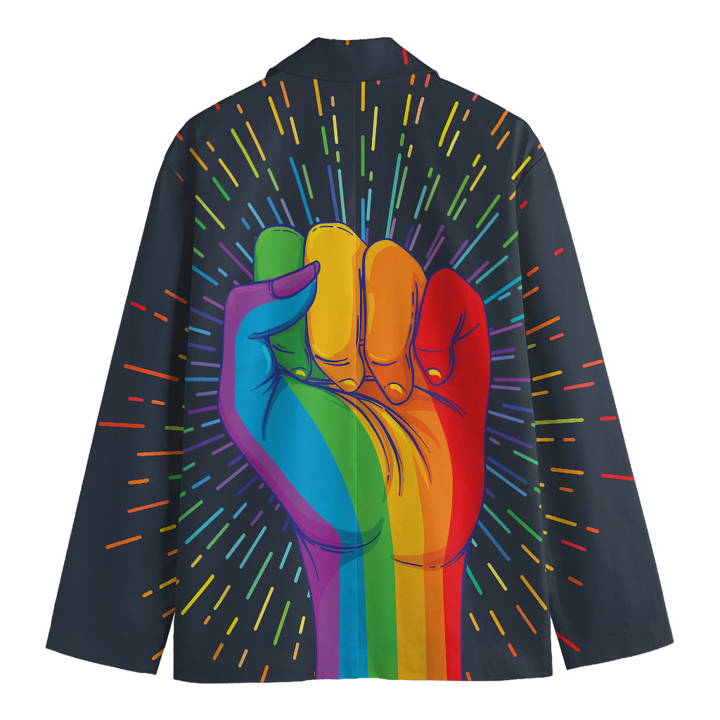 LGBT Pride Rainbow Hand Print Men's Cotton Blazer