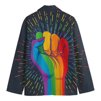 LGBT Pride Rainbow Hand Print Men's Cotton Blazer