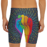LGBT Pride Rainbow Hand Print Men's Long Boxer Briefs