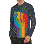 LGBT Pride Rainbow Hand Print Men's Long Sleeve Rash Guard