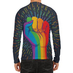 LGBT Pride Rainbow Hand Print Men's Long Sleeve Rash Guard
