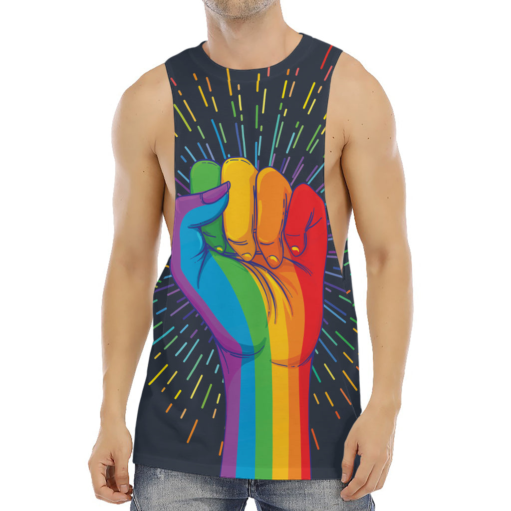 LGBT Pride Rainbow Hand Print Men's Muscle Tank Top