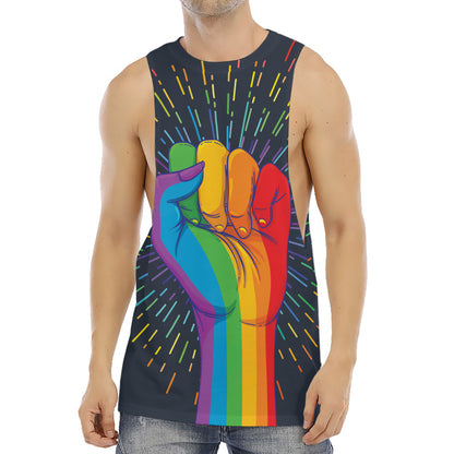LGBT Pride Rainbow Hand Print Men's Muscle Tank Top