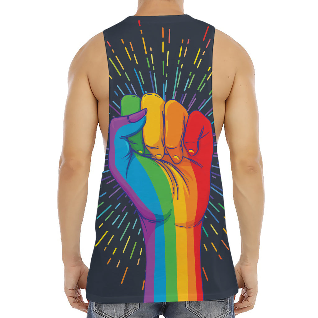 LGBT Pride Rainbow Hand Print Men's Muscle Tank Top