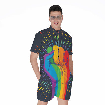 LGBT Pride Rainbow Hand Print Men's Rompers