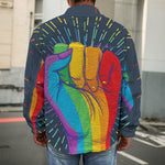 LGBT Pride Rainbow Hand Print Men's Shirt Jacket