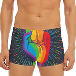 LGBT Pride Rainbow Hand Print Men's Short Boxer Briefs