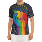 LGBT Pride Rainbow Hand Print Men's Short Sleeve Rash Guard