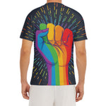 LGBT Pride Rainbow Hand Print Men's Short Sleeve Rash Guard