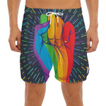 LGBT Pride Rainbow Hand Print Men's Split Running Shorts