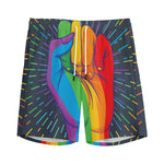 LGBT Pride Rainbow Hand Print Men's Sports Shorts