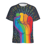 LGBT Pride Rainbow Hand Print Men's Sports T-Shirt
