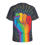 LGBT Pride Rainbow Hand Print Men's Sports T-Shirt