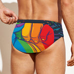LGBT Pride Rainbow Hand Print Men's Swim Briefs