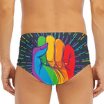 LGBT Pride Rainbow Hand Print Men's Triangle Swim Briefs