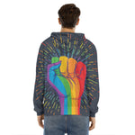 LGBT Pride Rainbow Hand Print Men's Velvet Pullover Hoodie