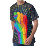 LGBT Pride Rainbow Hand Print Men's Velvet T-Shirt