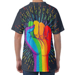 LGBT Pride Rainbow Hand Print Men's Velvet T-Shirt