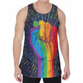 LGBT Pride Rainbow Hand Print Men's Velvet Tank Top