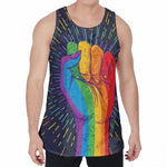 LGBT Pride Rainbow Hand Print Men's Velvet Tank Top