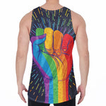 LGBT Pride Rainbow Hand Print Men's Velvet Tank Top