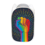 LGBT Pride Rainbow Hand Print Mesh Laundry Hamper
