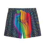 LGBT Pride Rainbow Hand Print Mesh Shorts
