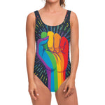 LGBT Pride Rainbow Hand Print One Piece Swimsuit