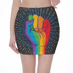 LGBT Pride Rainbow Hand Print Pencil Mini Skirt