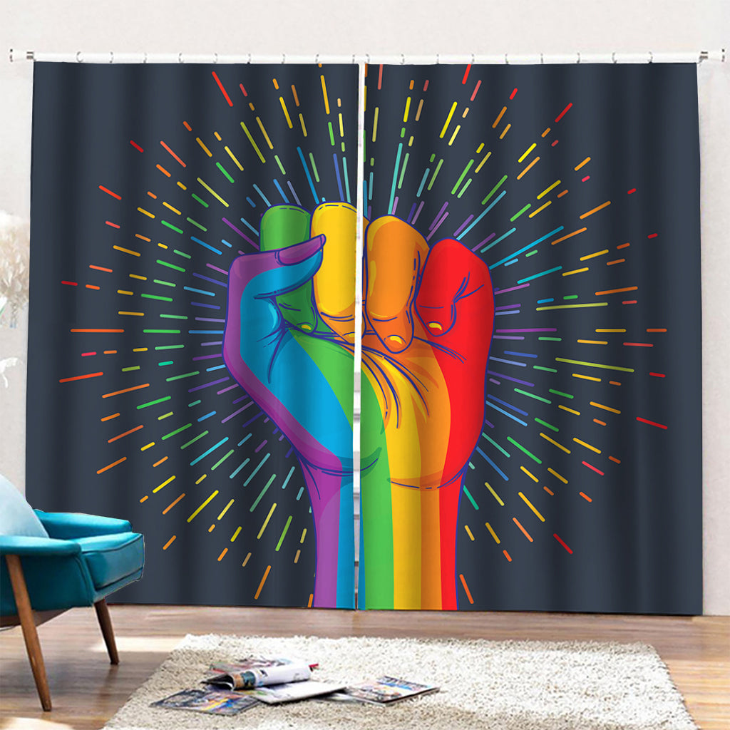 LGBT Pride Rainbow Hand Print Pencil Pleat Curtains