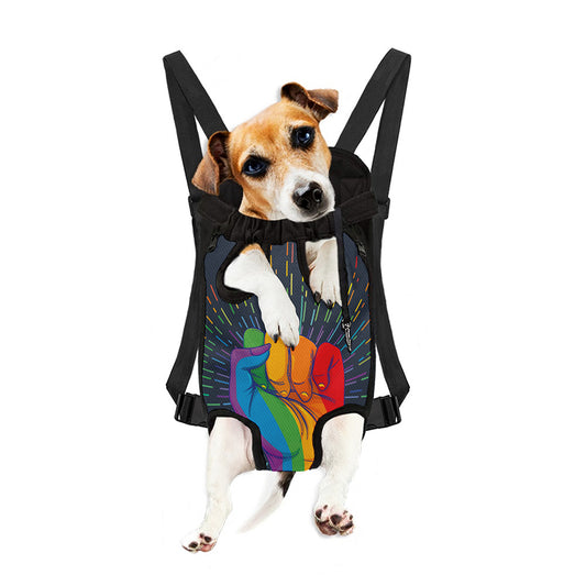 LGBT Pride Rainbow Hand Print Pet Carrier Backpack