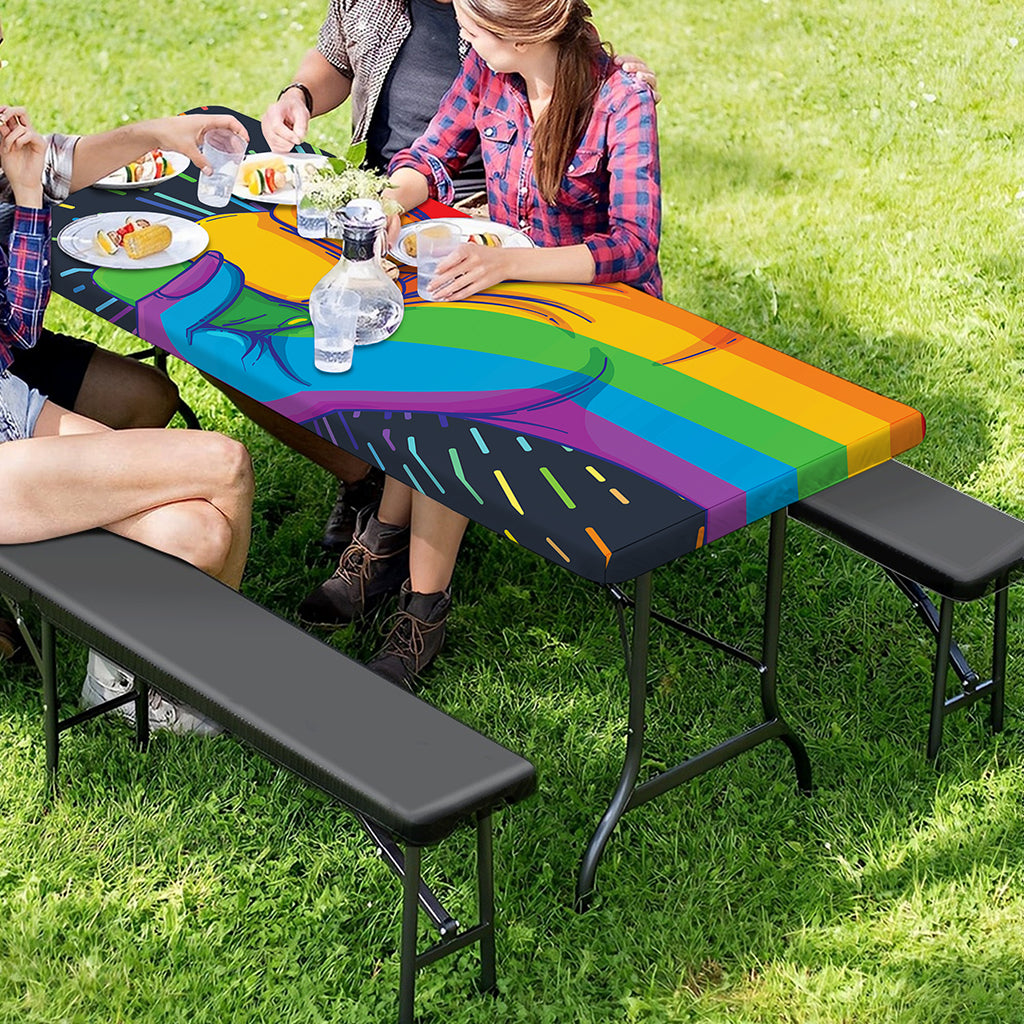 LGBT Pride Rainbow Hand Print Picnic Table Cover