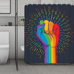 LGBT Pride Rainbow Hand Print Polyester Shower Curtain