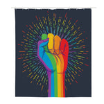 LGBT Pride Rainbow Hand Print Polyester Shower Curtain