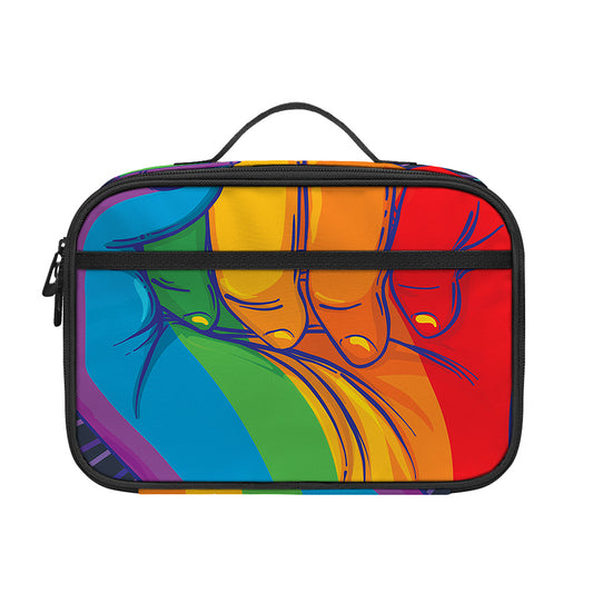 LGBT Pride Rainbow Hand Print Portable Lunch Bag
