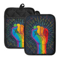 LGBT Pride Rainbow Hand Print Pot Holders With Pocket