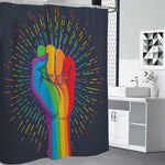 LGBT Pride Rainbow Hand Print Premium Shower Curtain